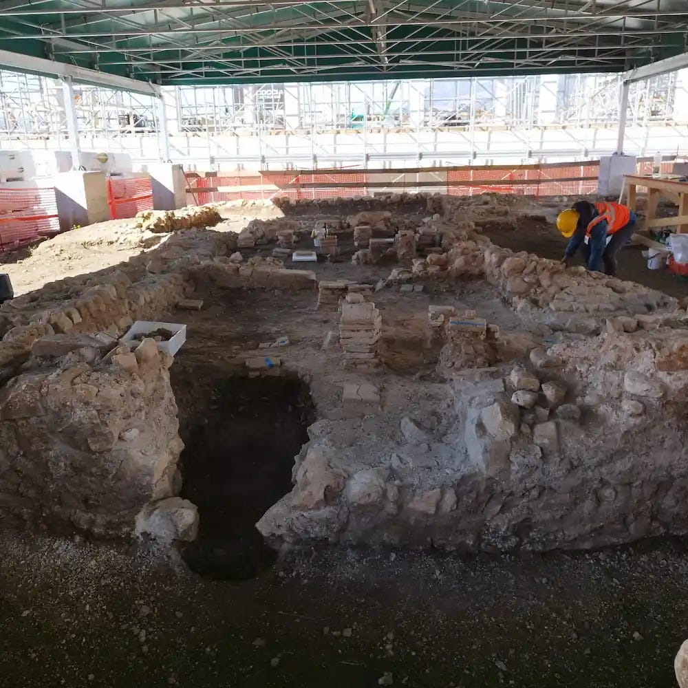 The Roman baths during archaeological excavations