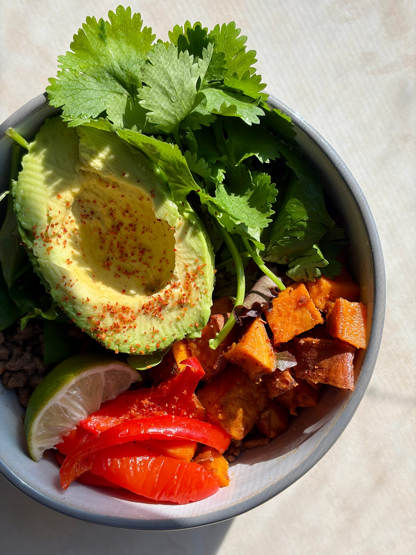 Chili-lime beef bowls