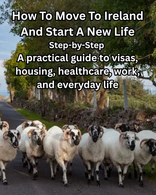 May be an image of text that says "How To Move To Ireland And Start A New Life Step-by-Step Step A practical guidet to visas, housing, healthcare, work, and everyday life"