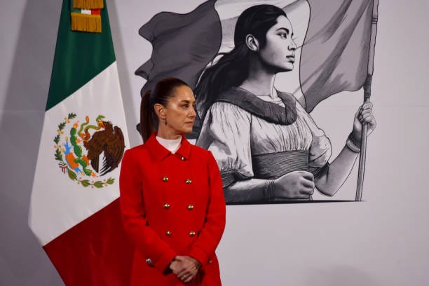 Mexican President Claudia Sheinbaum poses during the daily morning briefing at the National Palace on December 27, 2024 in Mexico City, Mexico.