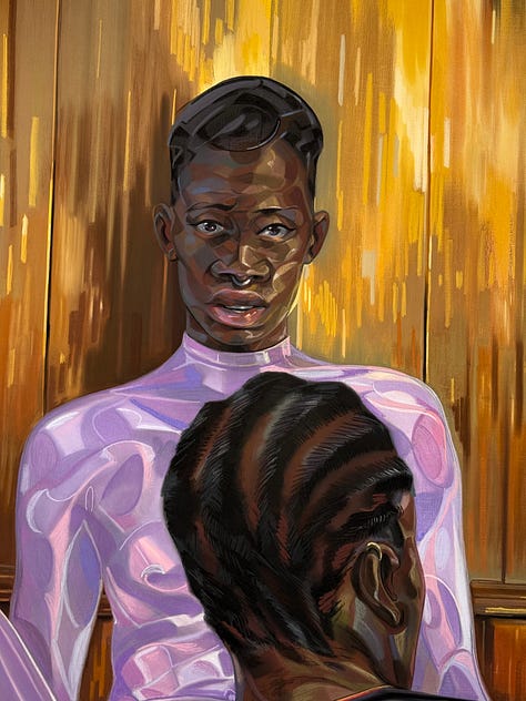 Works by Klara Hosnedlove and Toyin Ojin Odutola
