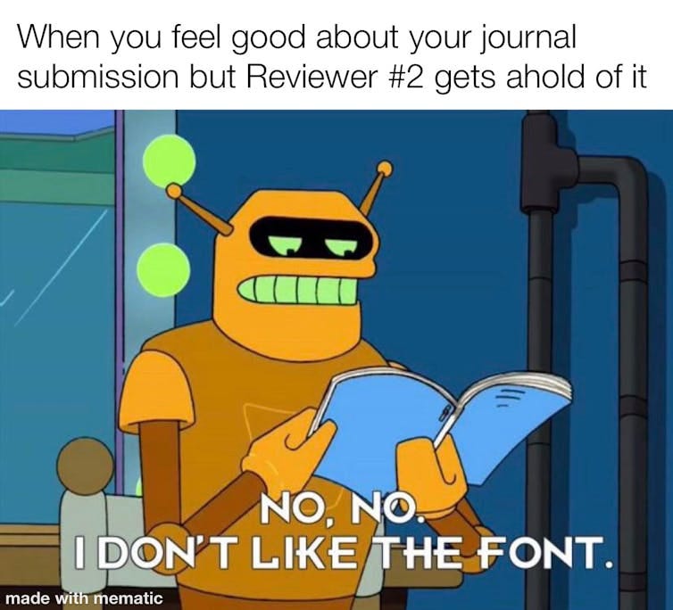 a robot holds a manuscript and says 'No. No. I don't like the font.' a robot holds a manuscript and says 'No. No. I don't like the font.'