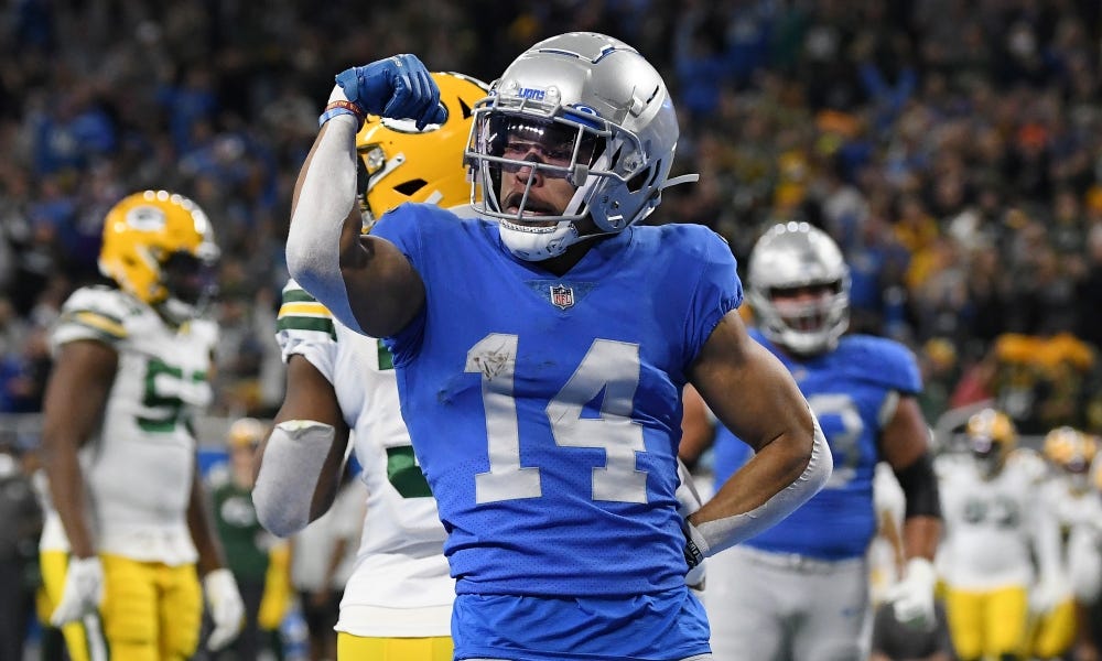 Amon-Ra St. Brown had the most catches without a drop in 2021