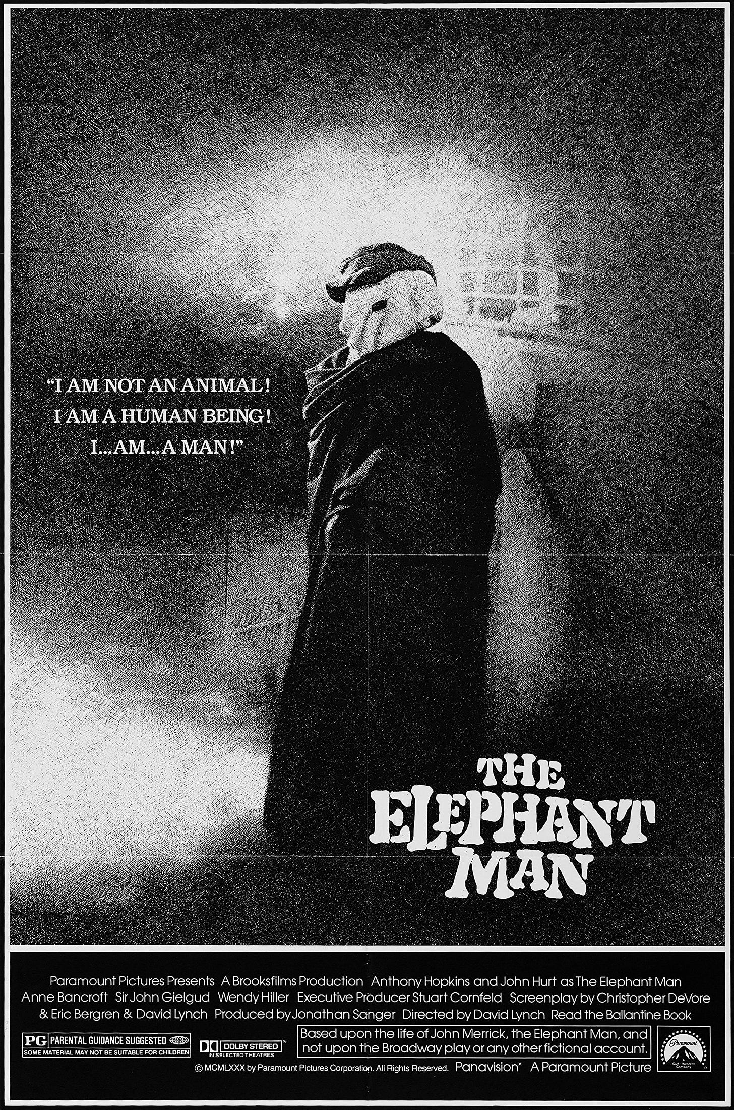 Amazon.com: The Elephant Man (1980) Movie Poster 24x36 inches Thin Border:  Posters & Prints