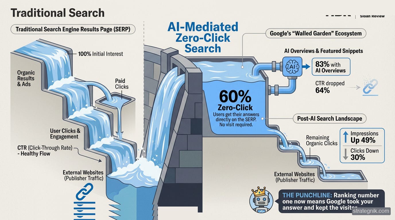 Zero-click search: the traffic model is breaking — 60% of searches end without a click, and AI Overviews are accelerating the shift Zero-click search: the traffic model is breaking — 60% of searches end without a click, and AI Overviews are accelerating the shift