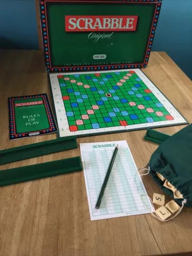 Vintage 1988 SCRABBLE Original SPEAR'S GAMES 100% Complete Pad Pencil Bag Rules - Picture 1 of 12