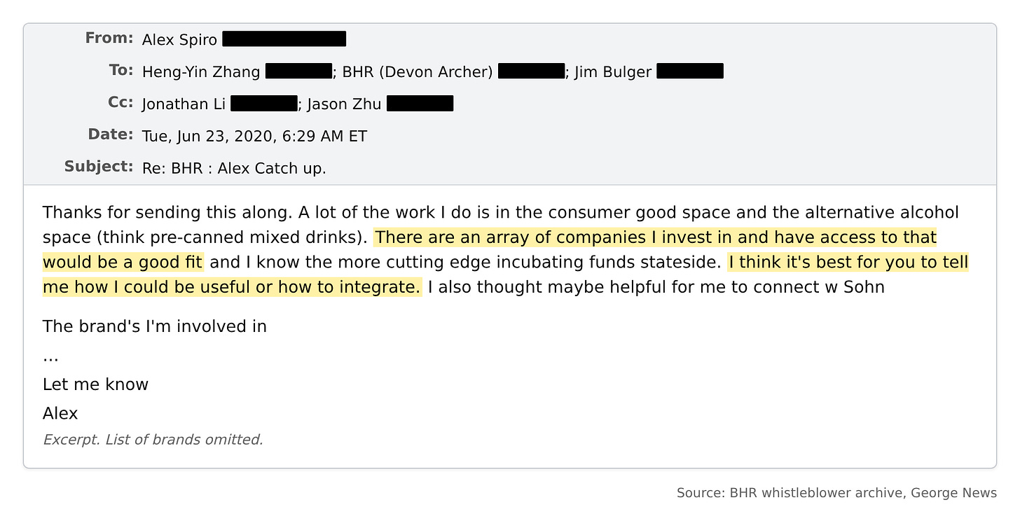 Email, June 23, 2020: Spiro replies “tell me how I could be useful or how to integrate”