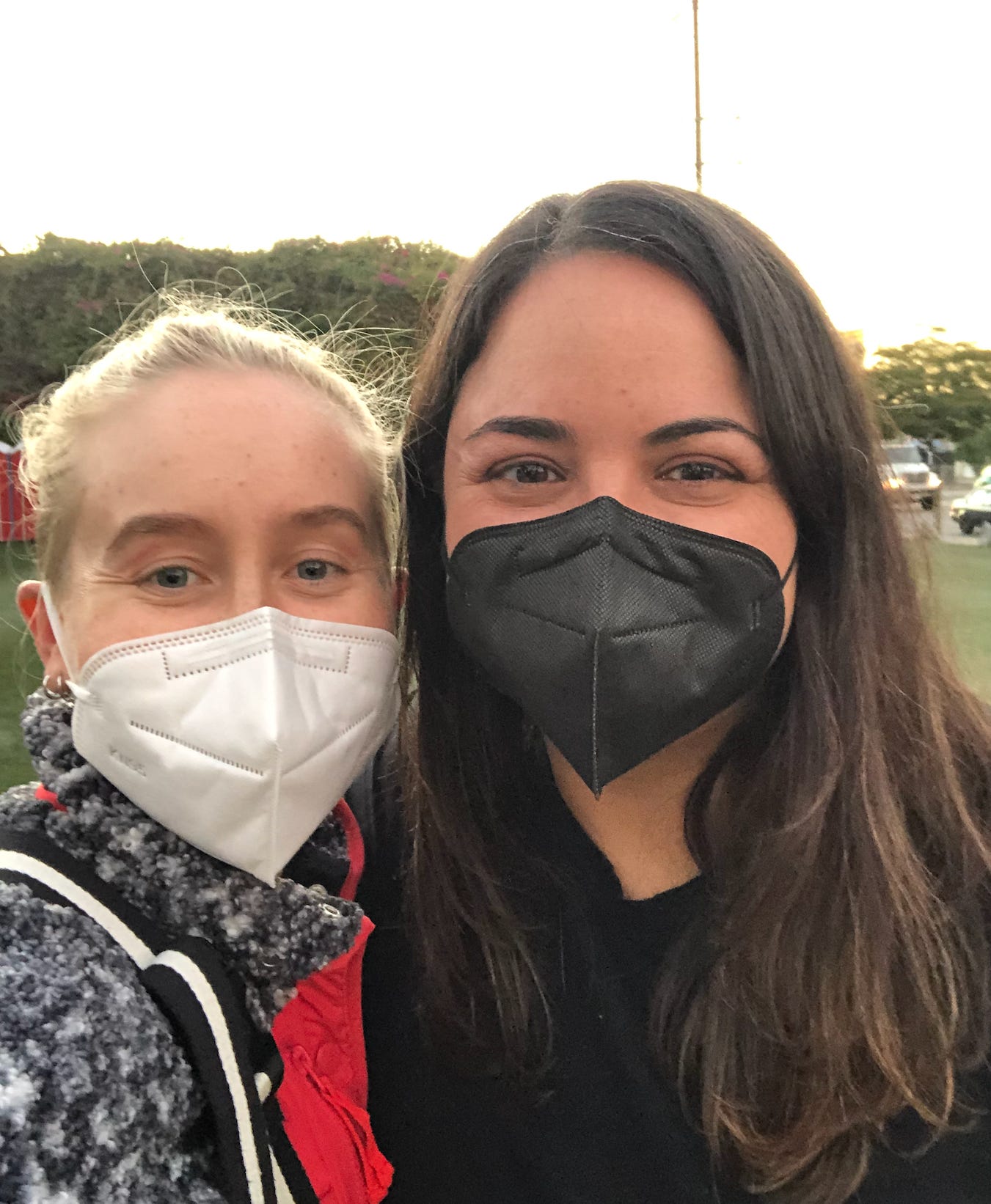 A selfie of Fi and Kristin in 2022 at a Marked by COVID event in Los Angeles A selfie of Fi and Kristin in 2022 at a Marked by COVID event in Los Angeles
