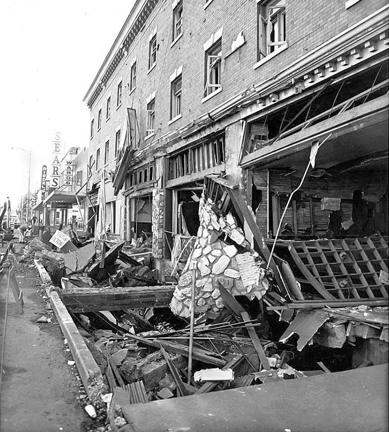The aftermath of the gas line explosion on Sept. 30, 1971 was documented with photos by the Port Angeles Evening News, a precursor of the Peninsula Daily News, and The Associated Press.