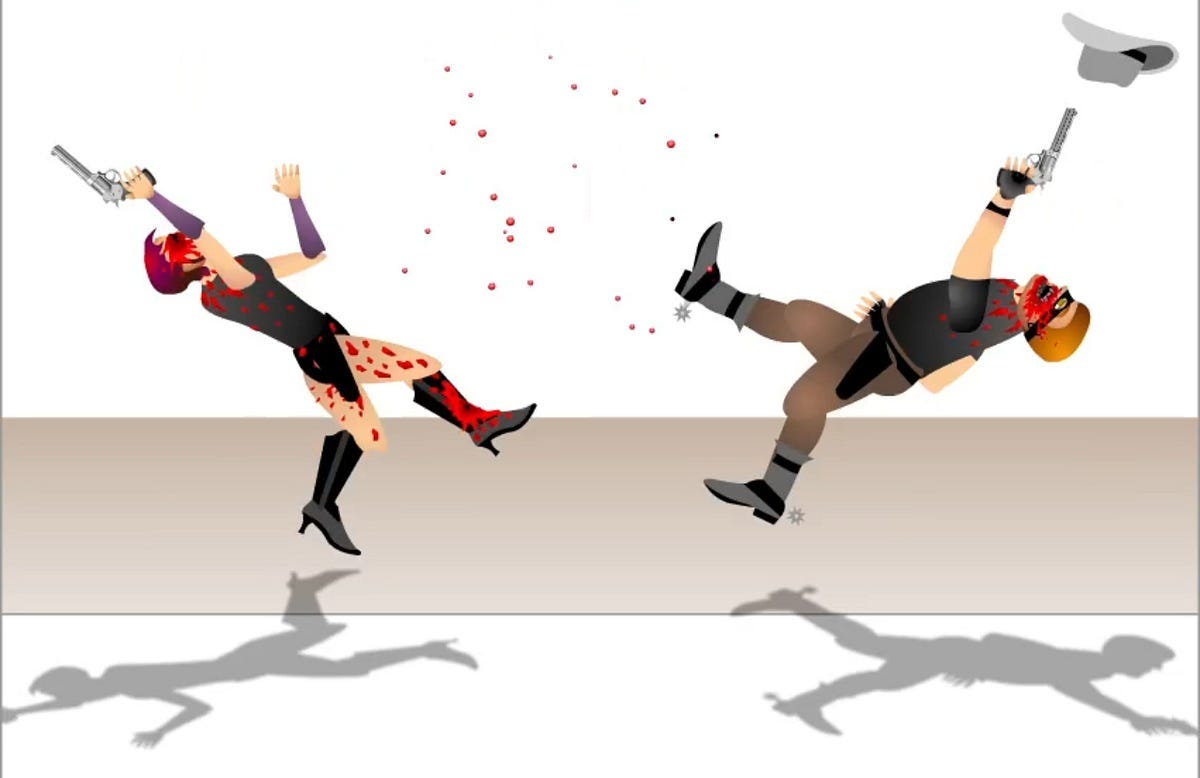 A violent duel taking place in Gunblood
