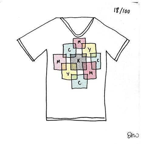Nine more t-shirt thumbnail sketches.