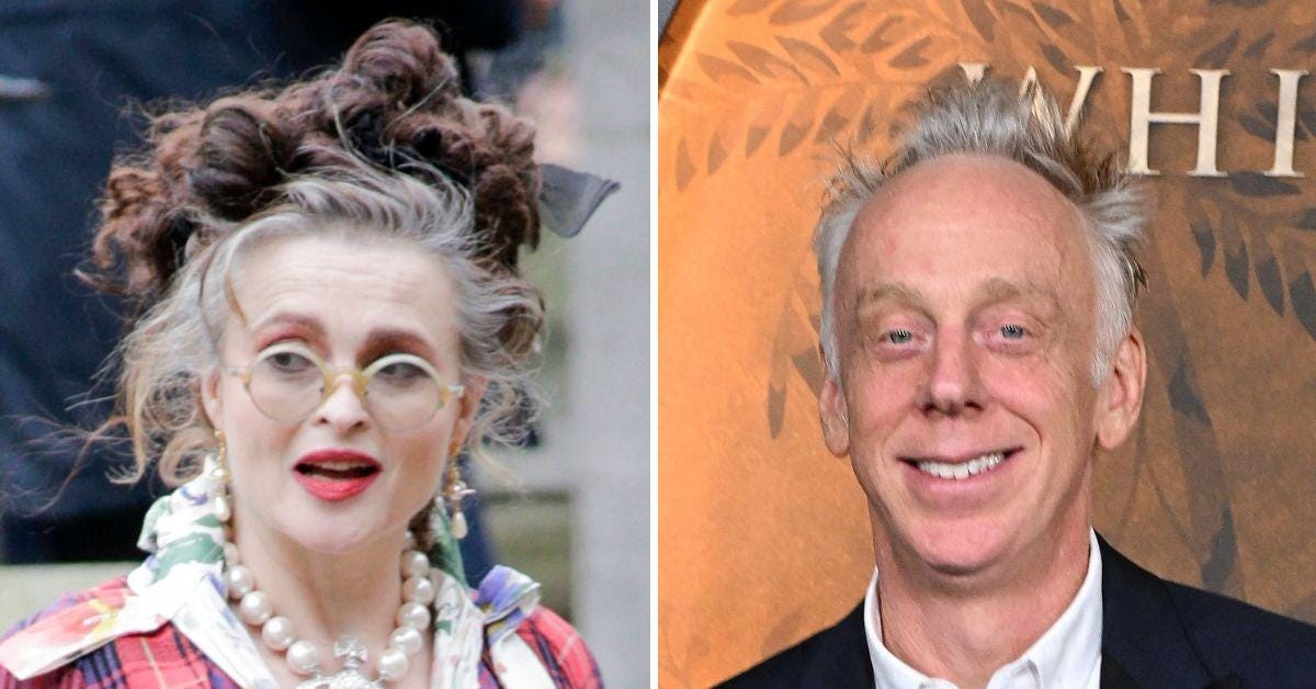 split photo of Helena Bonham & Mike White split photo of Helena Bonham & Mike White