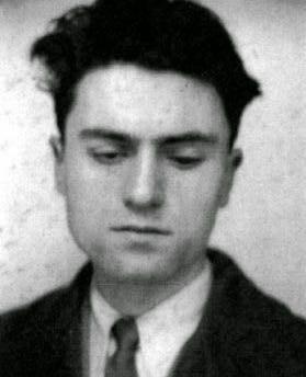 black-and-white photo of Jacques Lusseyran, a dark-haired, handsome young man with reflective expression, eyes downcast