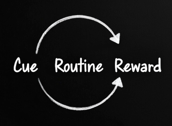cycle showing cue, routine, reward