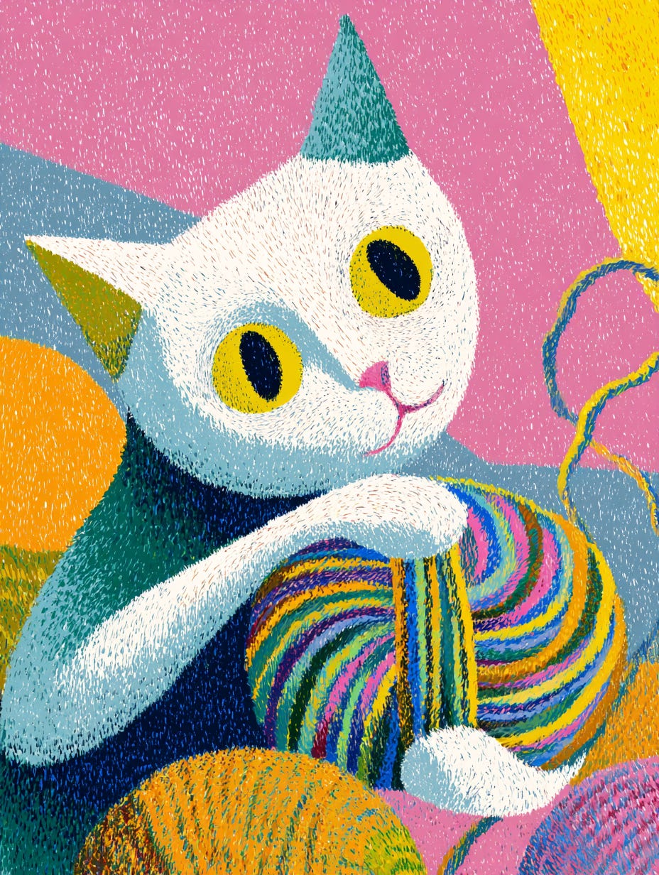poster of a cat playing with yarn in the style of 'The Magazine of Contemporary Illustration' --ar 3:4 --profile 6c4hbq7 --v 7 poster of a cat playing with yarn in the style of 'The Magazine of Contemporary Illustration' --ar 3:4 --profile 6c4hbq7 --v 7