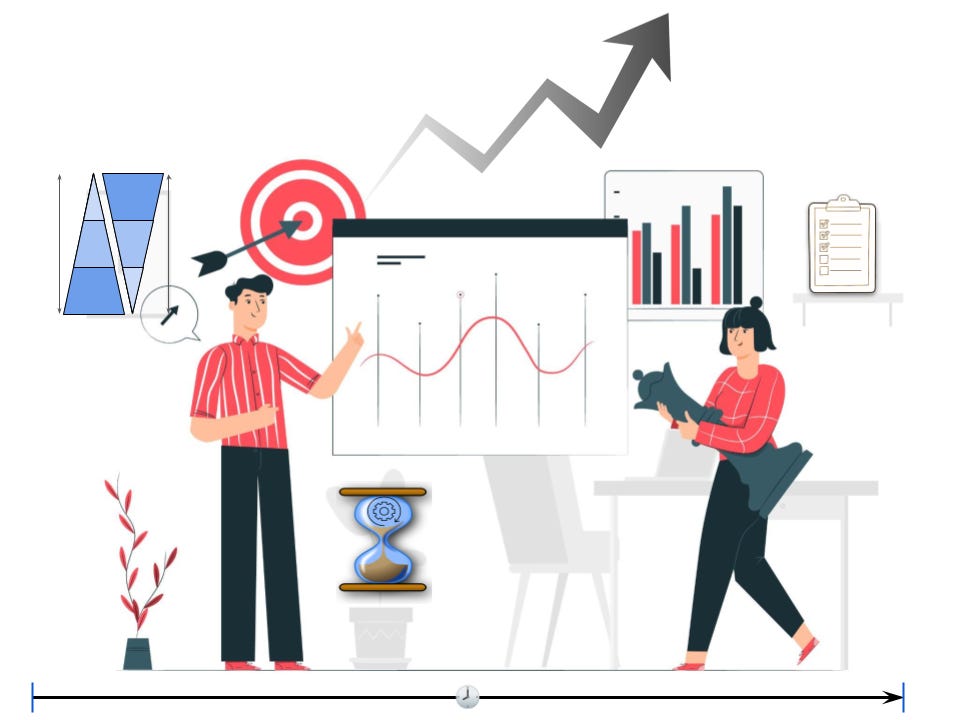 Illustration of a man and a woman analyzing dashboards and charts to strategize their next chess move for improving customer experience