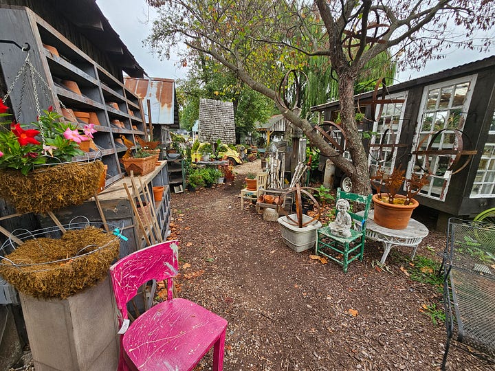 items in a garden center at an antique store in Lucketts VA.