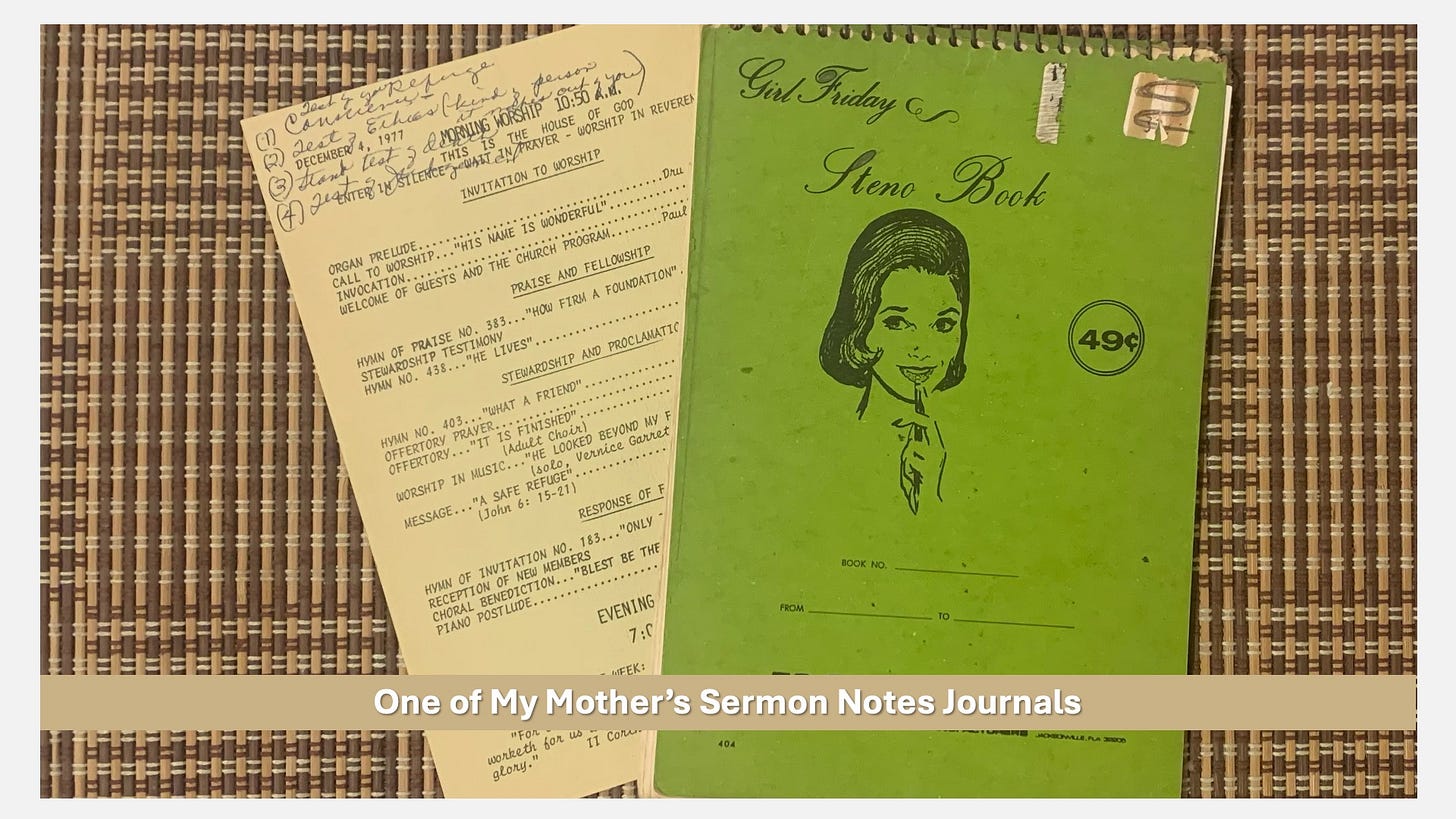 Image of "One of My Mother’s Sermon Notes Journals"