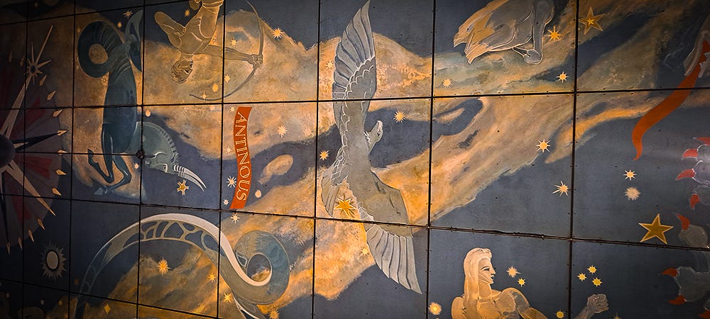 Ceiling tiles in Brussels.