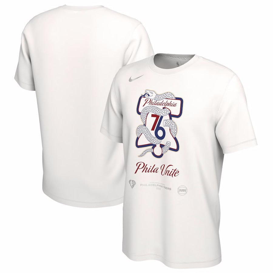 Men's Philadelphia 76ers Nike White 2022 NBA Playoffs Mantra T-Shirt