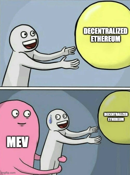 Running Away Balloon Meme |  DECENTRALIZED ETHEREUM; DECENTRALIZED ETHEREUM; MEV | image tagged in memes,running away balloon | made w/ Imgflip meme maker