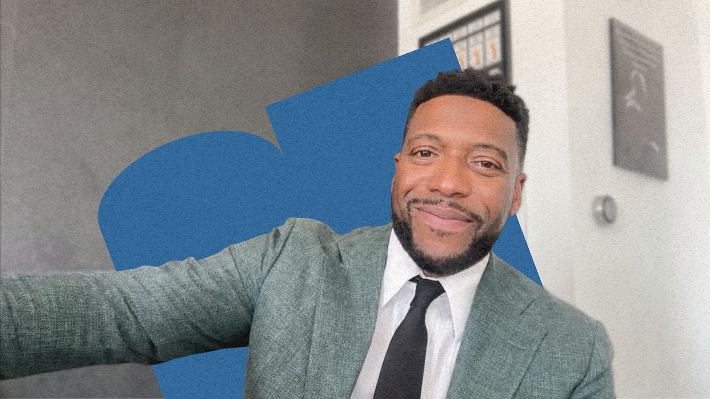 Actor Jocko Sims smiling during a video interview about his role as Dr. George Tann in Netflix's Little House on the Prairie series. Actor Jocko Sims smiling during a video interview about his role as Dr. George Tann in Netflix's Little House on the Prairie series.