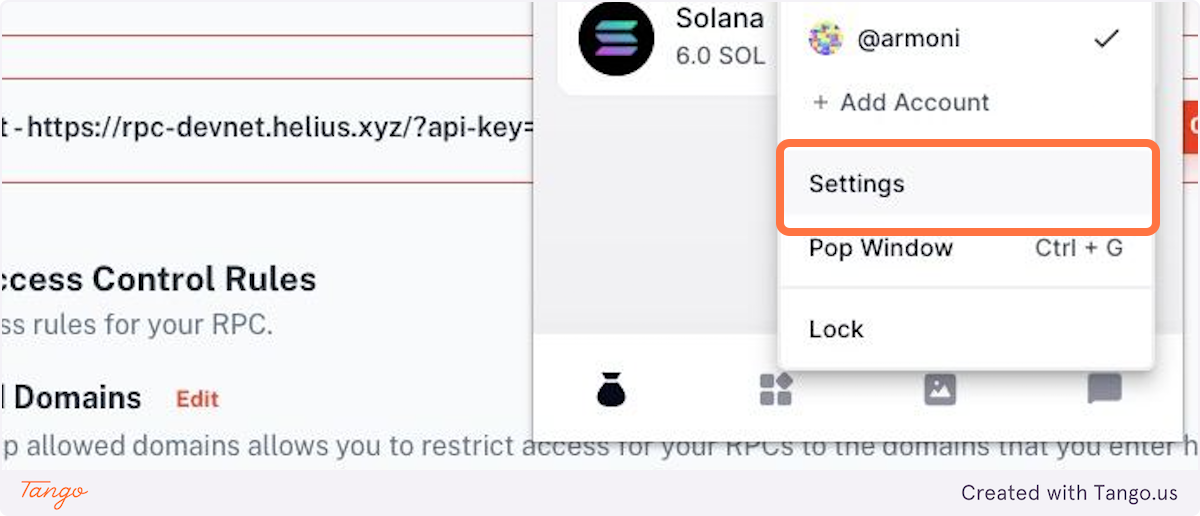 Open Backpack and click on Settings
