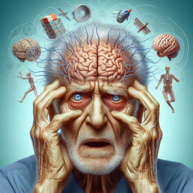 Tormented by Dementia Depiction of a person looking lost and in agony.
