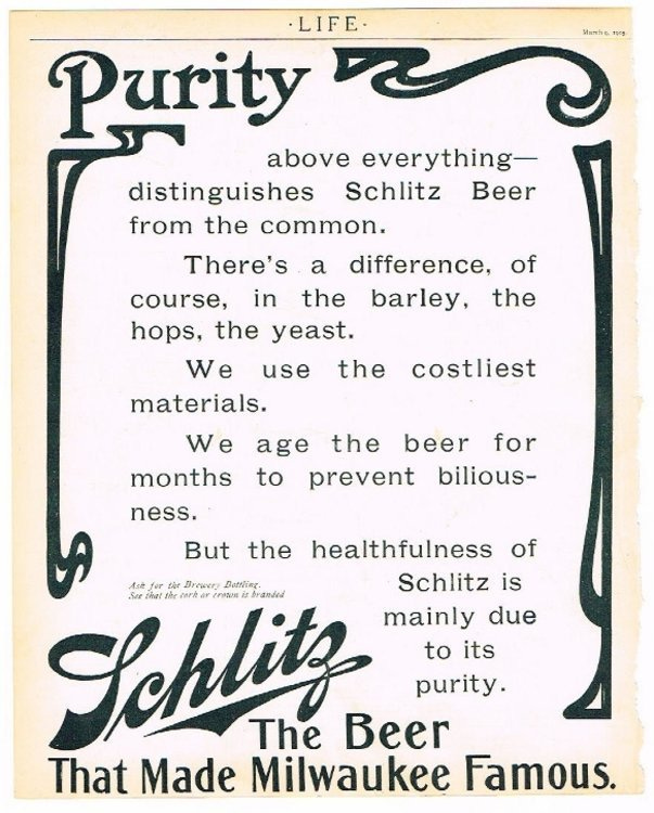 Vintage ad for Schlitz beer Vintage ad for Schlitz beer
