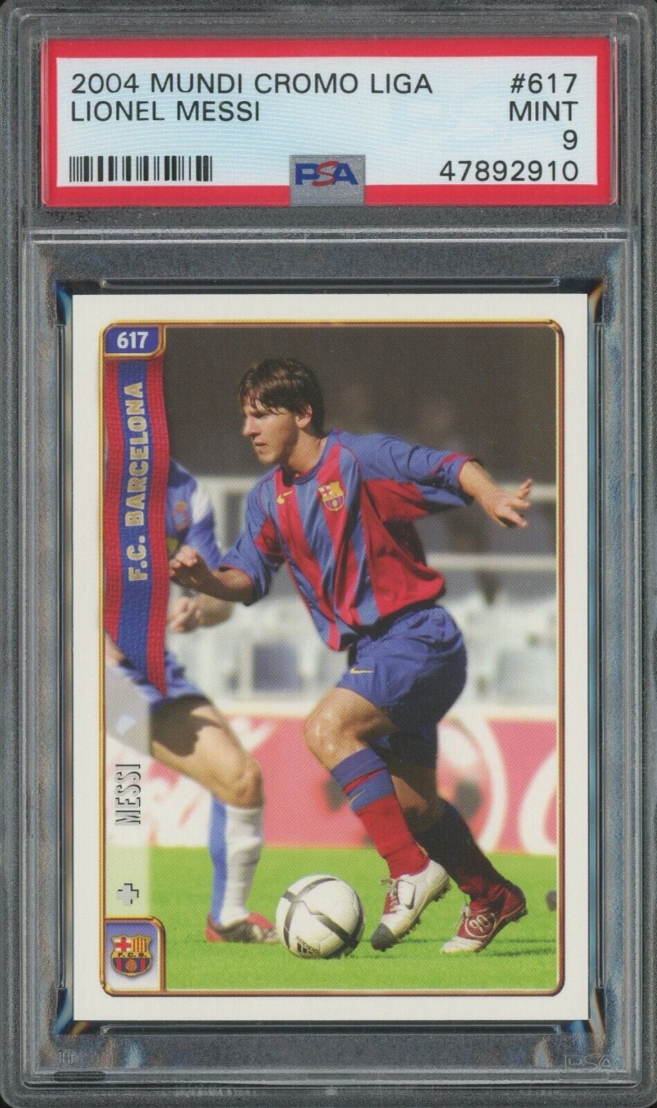 2004 Mundi Cromo Liga Soccer #617 Lionel Messi RC Rookie PSA 9 PACK FRESH - Picture 1 of 2