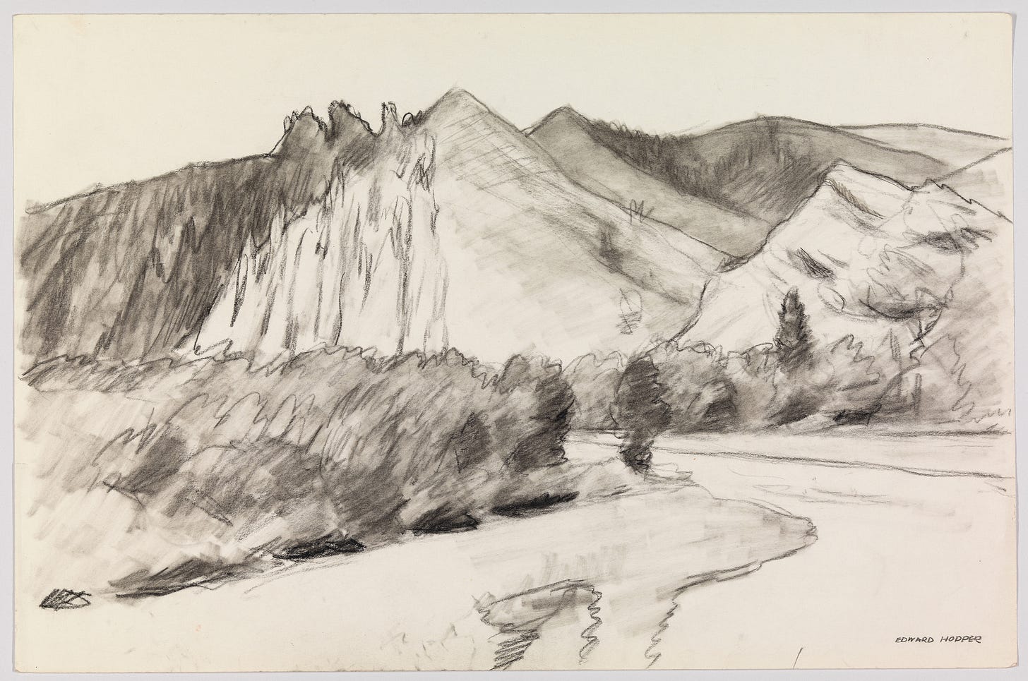 Edward Hopper | (Study of a Landscape with River and Mountains) | Whitney Museum of American Art Edward Hopper | (Study of a Landscape with River and Mountains) | Whitney Museum of American Art