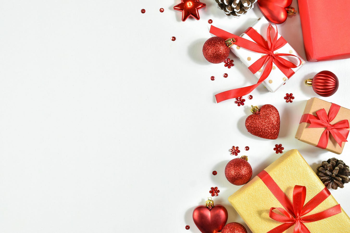 Presents in right margin, white space in left