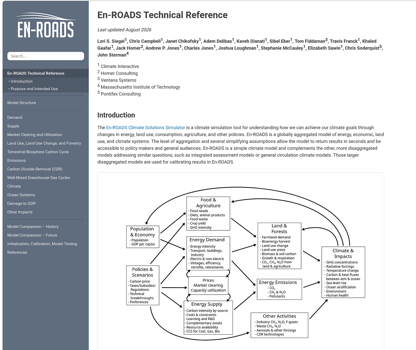 The technical reference describes the model's structure, sources, calibration and limits. The technical reference describes the model's structure, sources, calibration and limits.
