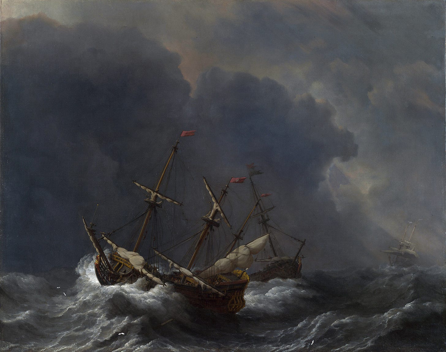 Willem van de Velde the Younger, Ships in a Gale, about 1671 Willem van de Velde the Younger, Ships in a Gale, about 1671