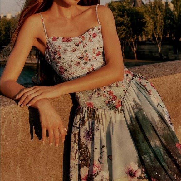 The Muse Basque-Waist Midi Dress - Picture 1 of 6 The Muse Basque-Waist Midi Dress - Picture 1 of 6