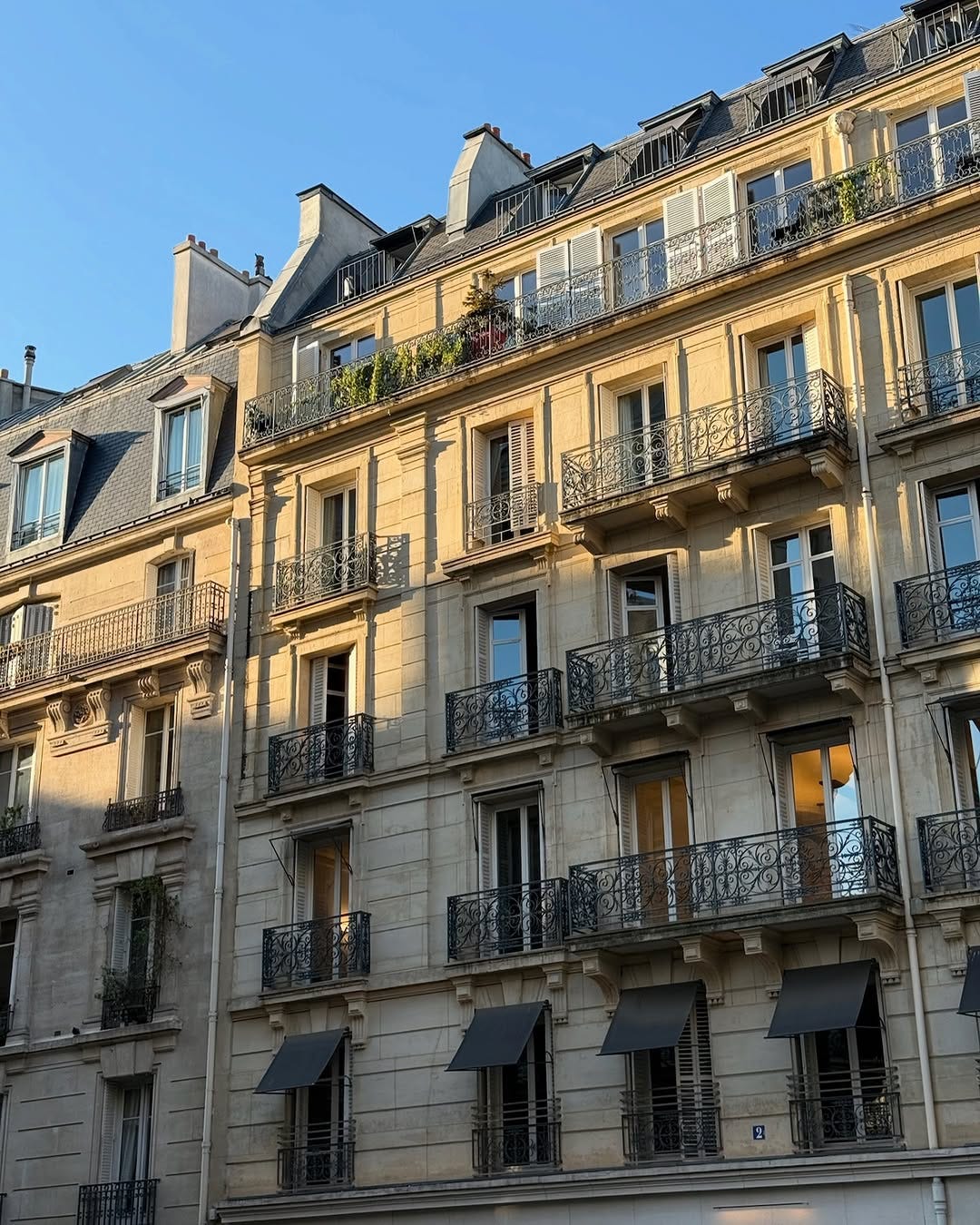 The exterior of a building in Paris, France.