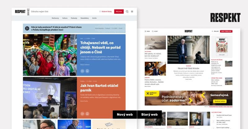 Snímek obrazovky nového webu Respektu