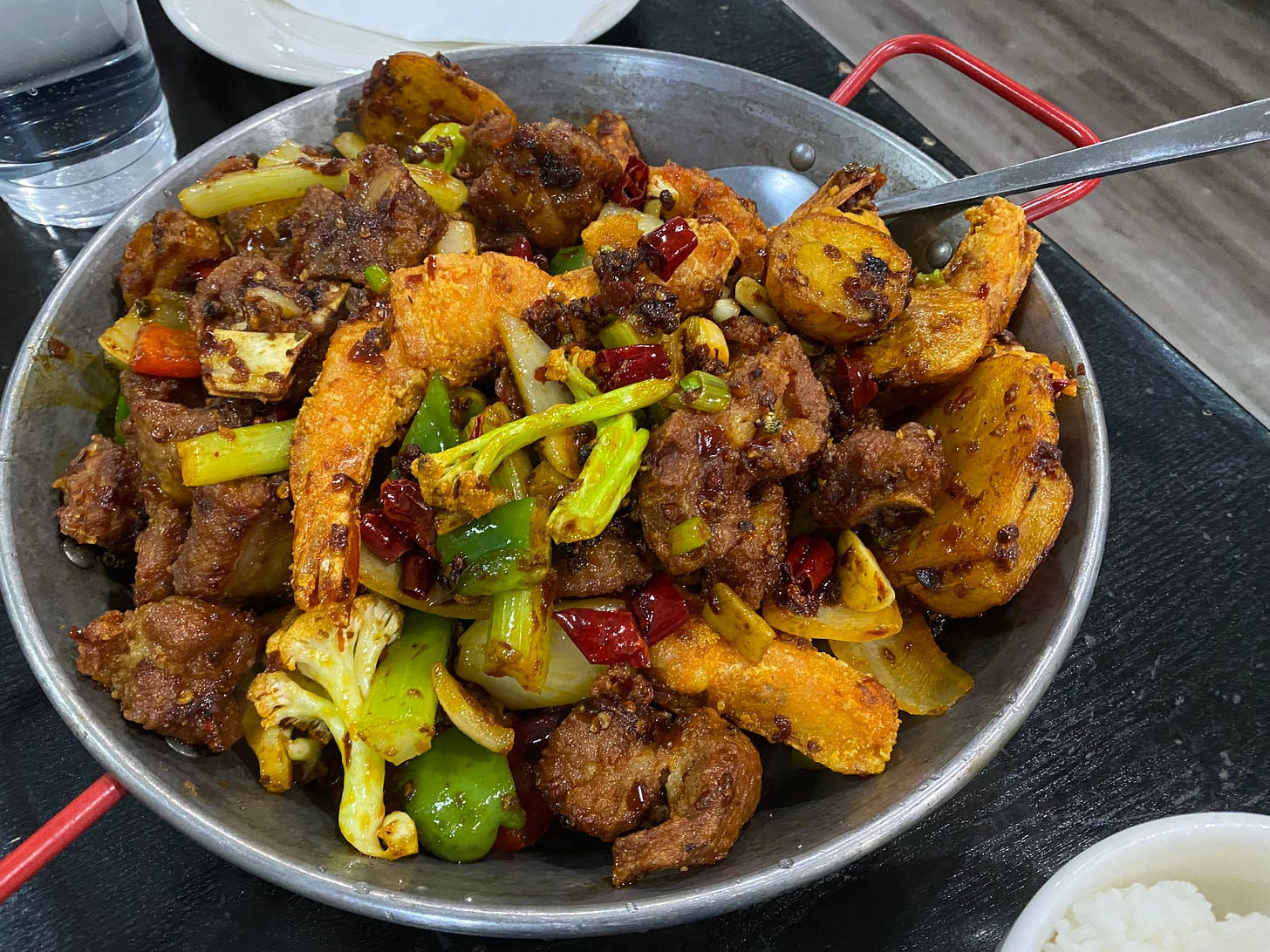 Dry pot spareribs and prawns