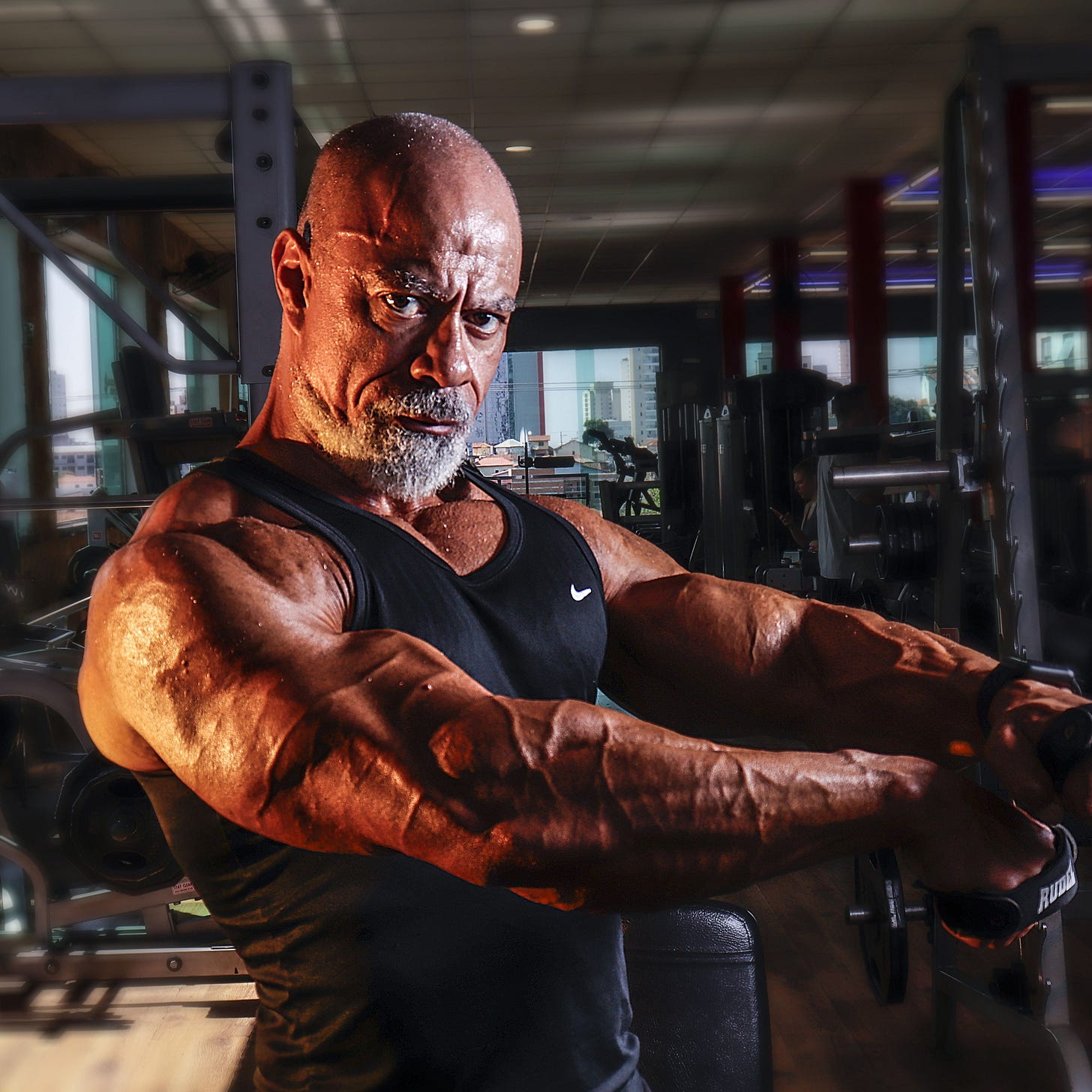 Image of a very muscular man who does bodybuilding Image of a very muscular man who does bodybuilding