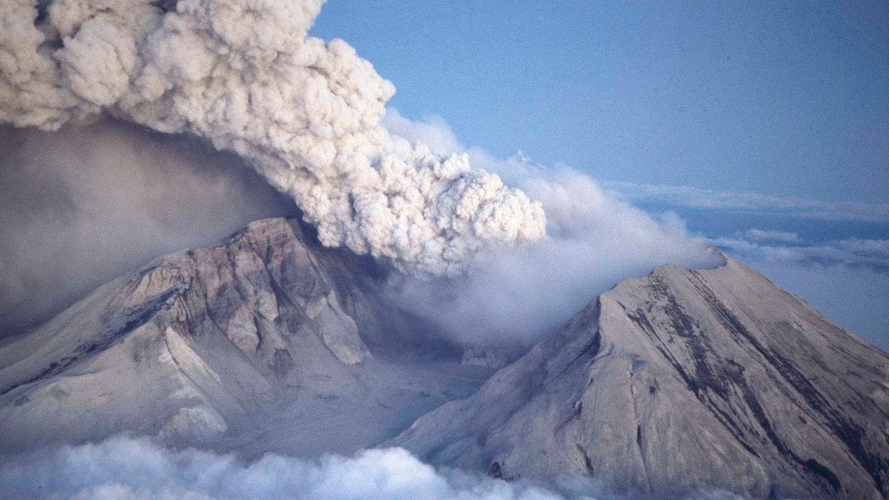 Volcanic ash and steam spew as it erupted from Mount St. Helens in southwestern Washington state, on May 18, 1980. 