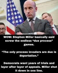 JUST IN: Stephen Miller finally said what everyone else tiptoes around.  “The only process invaders are due is deportation.” While Democrats push  marathon hearings and bottomless appeals, Miller cut right past the
