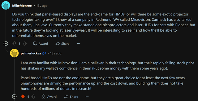 r/MVIS - Palmer Luckey is a "a believer" in MVIS technology (founder of Oculus VR and Anduril, just took over HoloLens/IVAS)