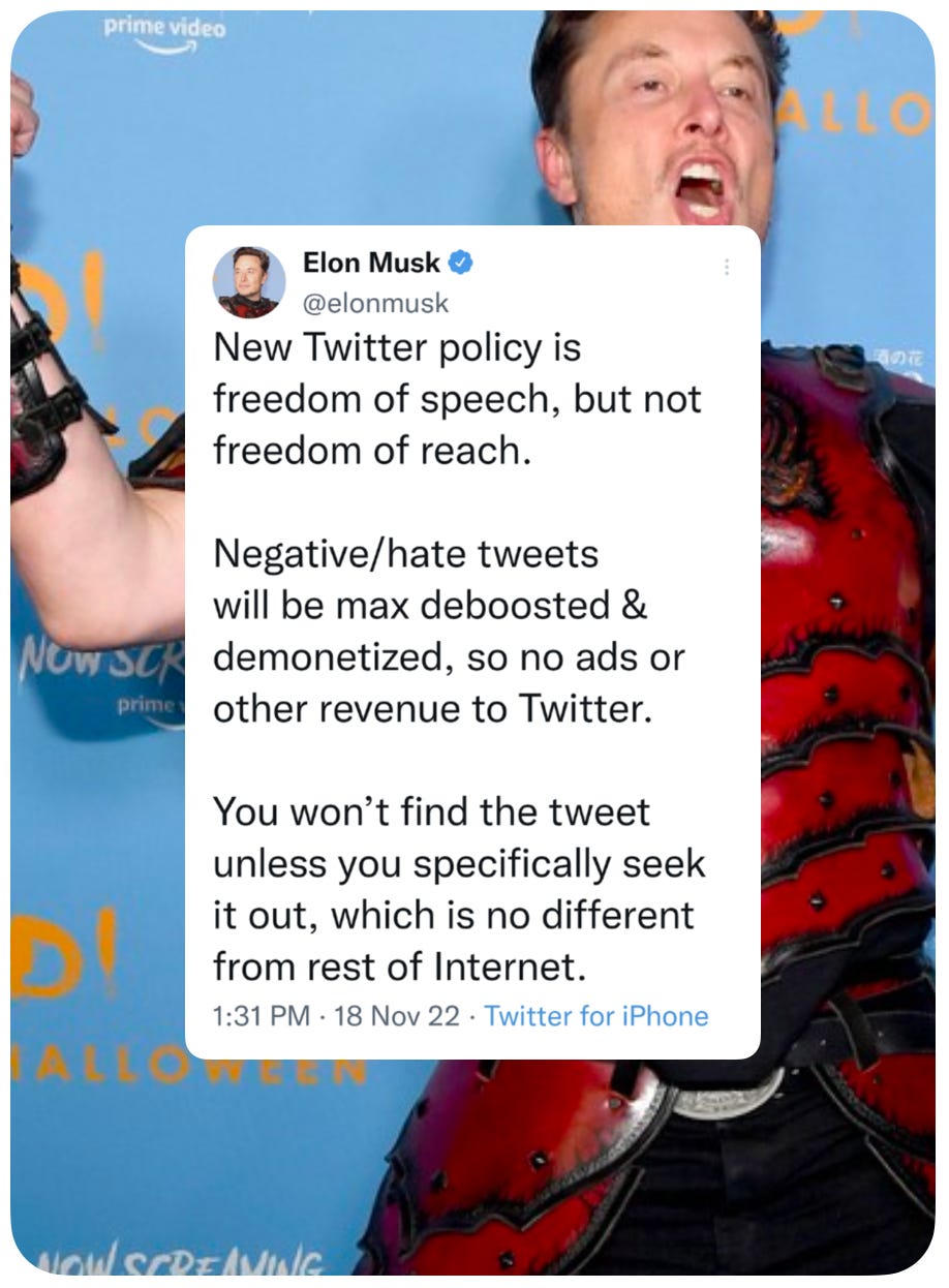 Elon Musk Tweet Freedom of Speech VS freedom of reach