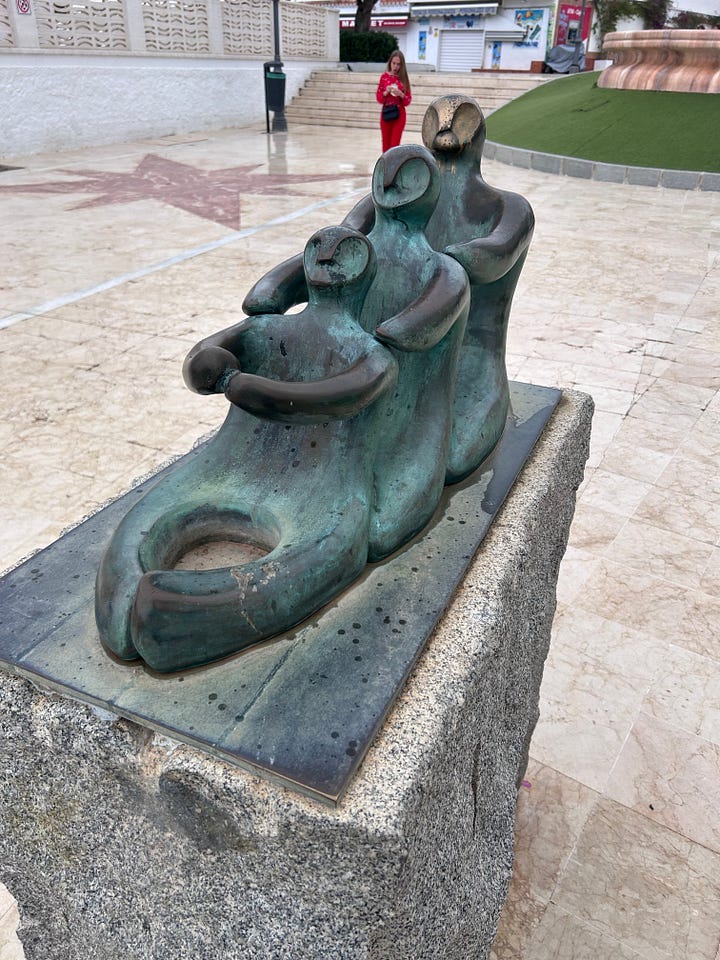 Stumbling on statues In Torremolinos.