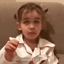 child signs and waves hand while rolling eyes. Caption: Whatever