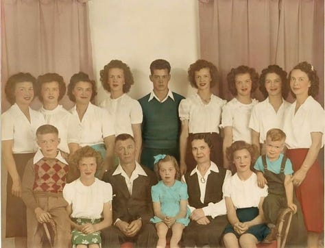 Numerous photos of Beverly Ann (Lusk) King throughout the decades with family, pets, and friends. Most are group poses for the camera with a few candid moments. All are shot in either black & white, sepia, and color.