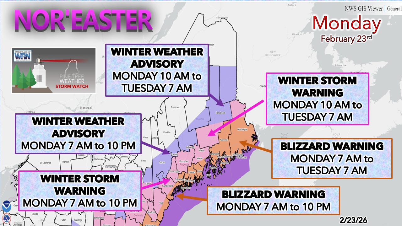 Nor'easter track trending east - Pine Tree Weather