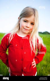 Little girl in red sweater Stock Photo ...