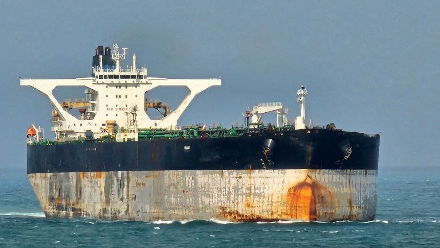 File: The vessel tanker Bella 1 at Singapore Strait, after US officials say the Coast Guard pursued an oil tanker in international waters near Venezuela, in this picture taken from social media on March 18, 2025.