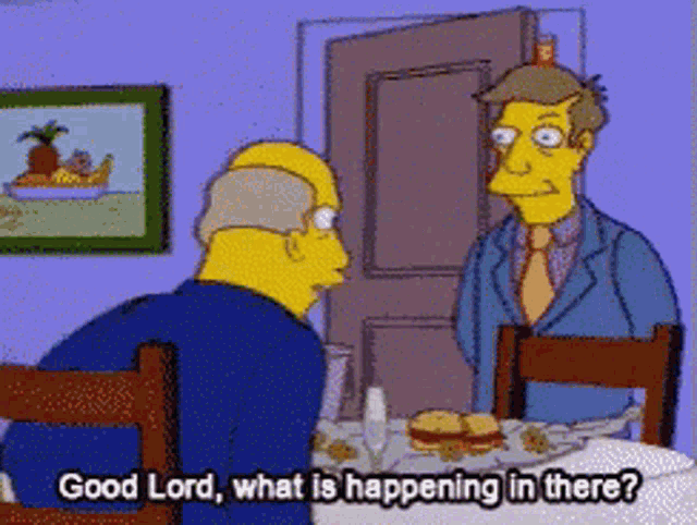 Simpsons episode: Chalmers: Yes, I should be--good lord, what is happening in there?! Skinner: Aurora Borealis? Chalmers: Ah- Aurora Borealis!? At this time of year, at this time of day, in this part of the country, localized entirely within your kitchen!? Skinner: Yes. Chalmers: ...May I see it? Skinner: ...No.